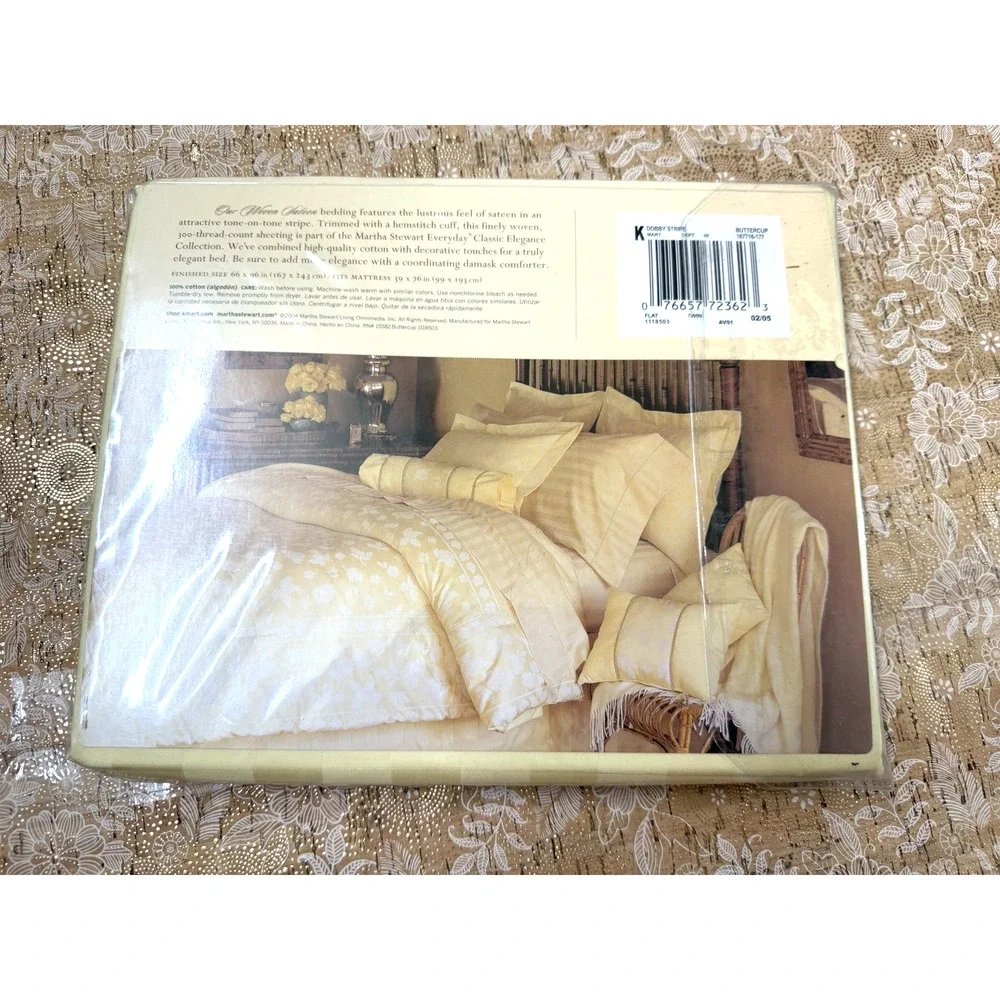 Martha Stewart Cream TWIN flat sheet with tone on tone stripes Woven Sateen 300